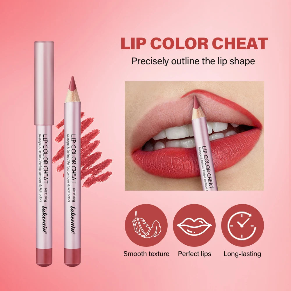 Lakerain 4-Color Waterproof Matte Lipliner Pencil – Long-Lasting Lip Liner Pencil Qst
