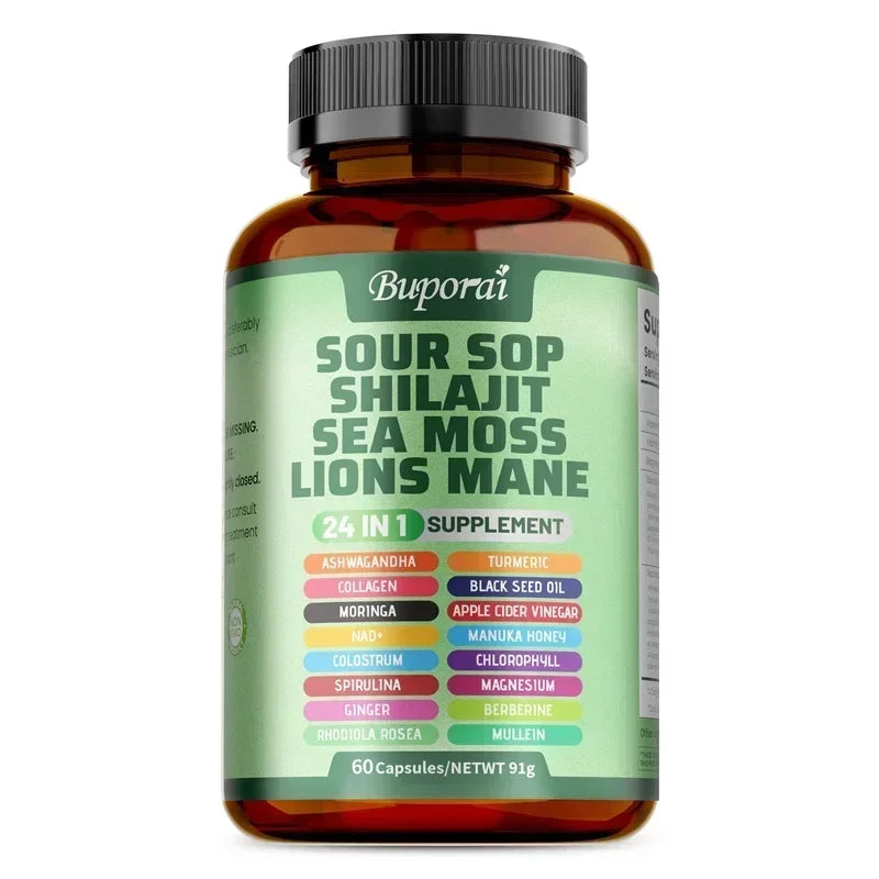 24-In-1 Soursop Supplement – Immunity, Skin & Digestion Dietary Supplement Qst 60 Capsules