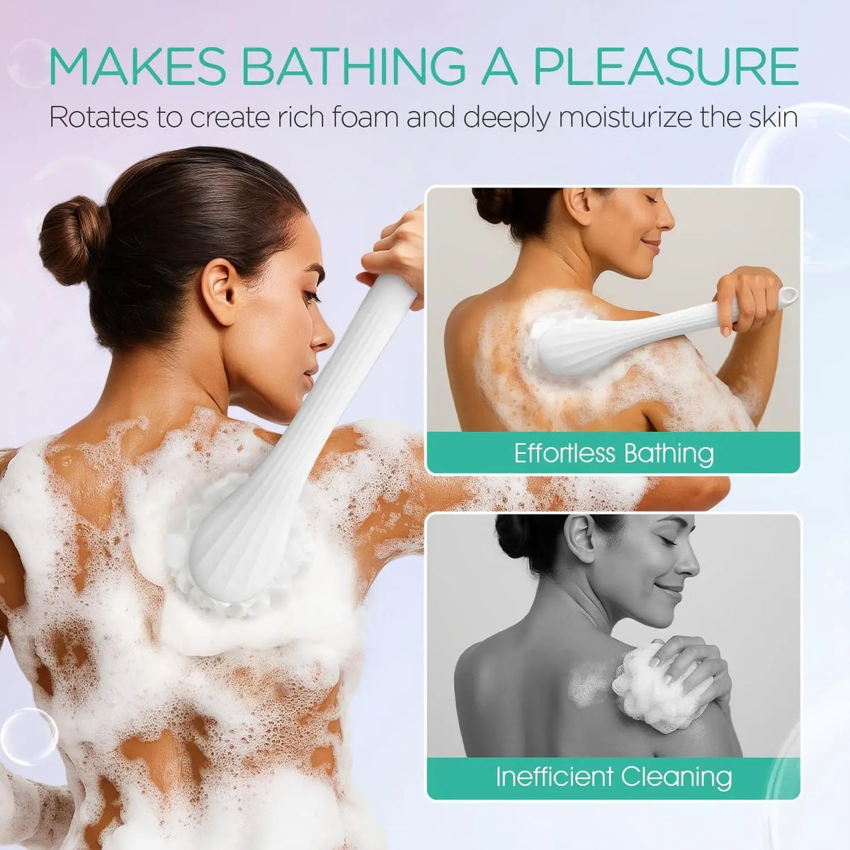 3-in-1 Electric Long Handle Body Brush – Exfoliating Back Scrubber Electric Body Brush Qst
