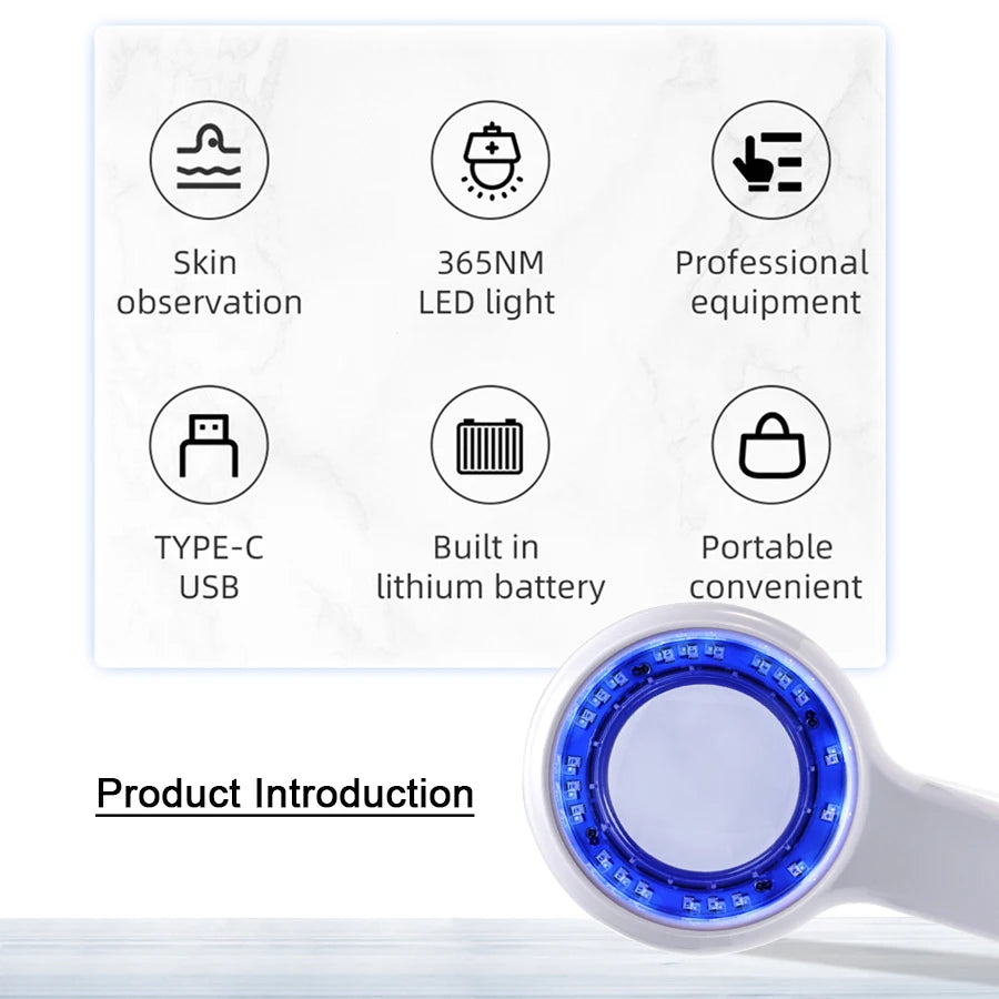 Woods Lamp UV Skin Analyzer – Portable LED 3x Magnifying Skin Analysis Lamp Qst