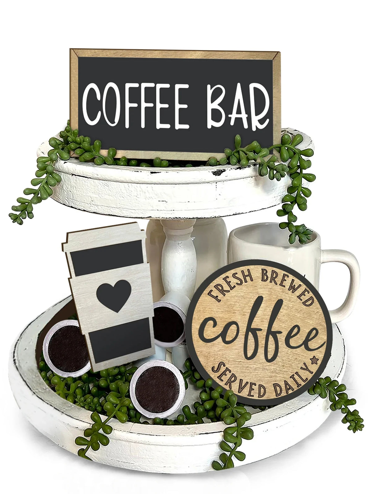 Elegant Wooden Coffee Tray | Stylish Layered Construction Wooden Serving Tray Qme