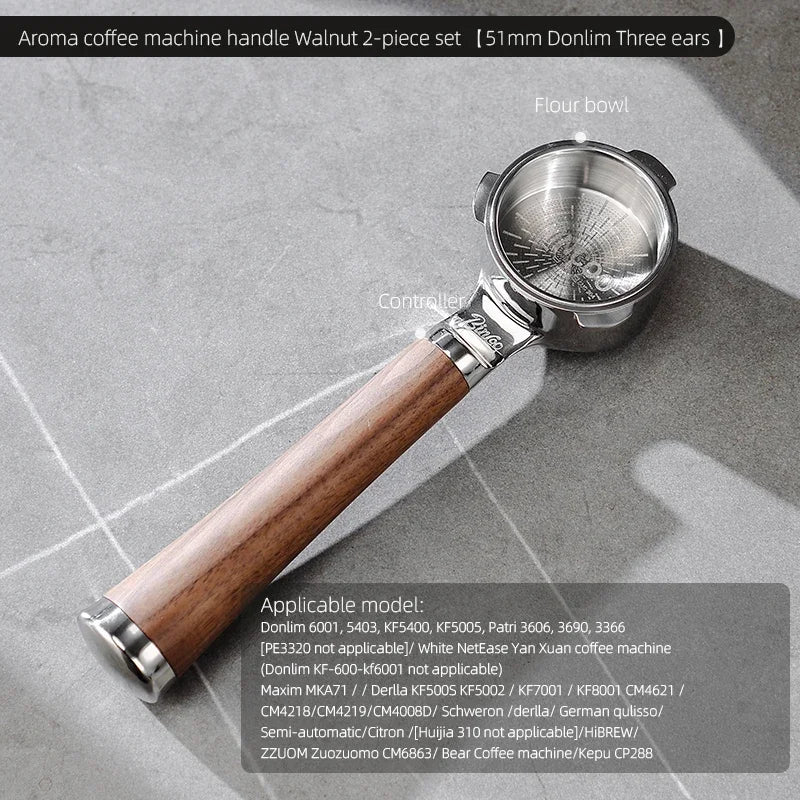 Bincoo Walnut Bottomless Portafilter 58mm – Open Espresso Handle Bottomless Portafilter Qst Walnut 51mm 2pc setB