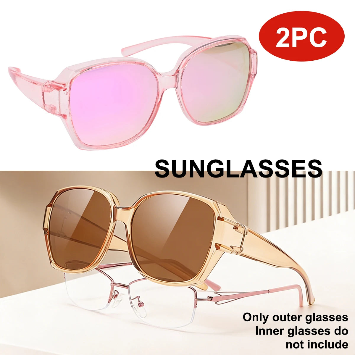 VOPHA Retro Polarized Over-Glasses Sunglasses UV400 Unisex Polarized Sunglasses Qst 2PC