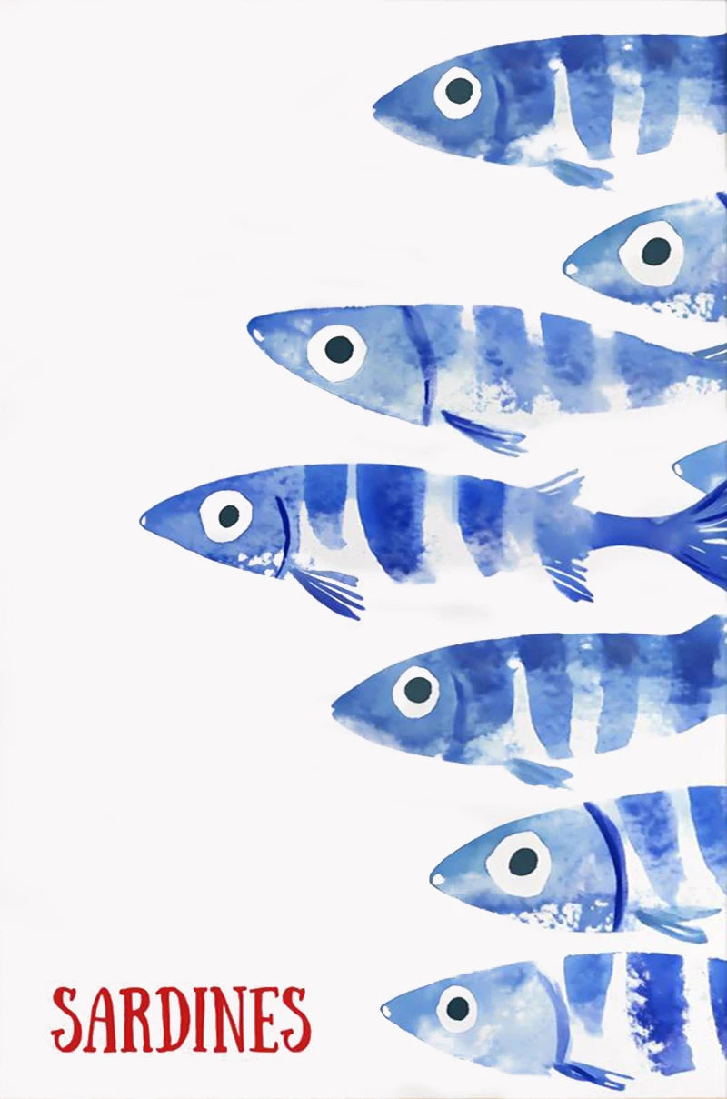 Japanese Blue Sardines Fish Canvas Poster | Kitchen Wall Art Canvas Wall Art Qst A 30X40cm No Framed