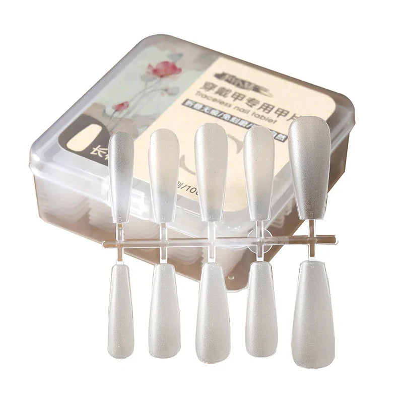 Coffin Press-On False Nails – 100 Clear Fake Nail Tips Press-On Nail Tips Qme