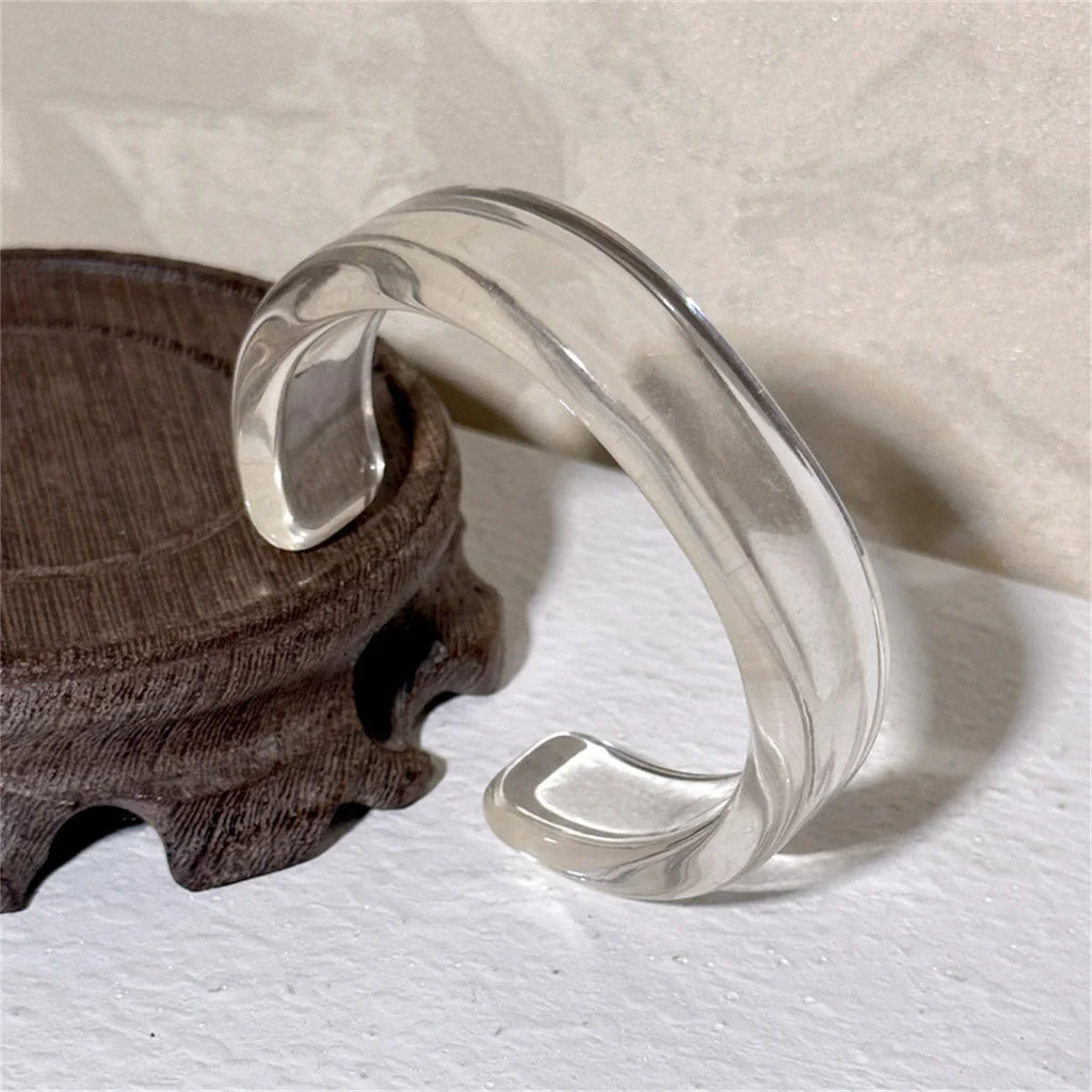 Y2K Chunky Acrylic Resin Wide Bangle Bracelet | Kpop Style Chunky Bangle Bracelet Qme bai