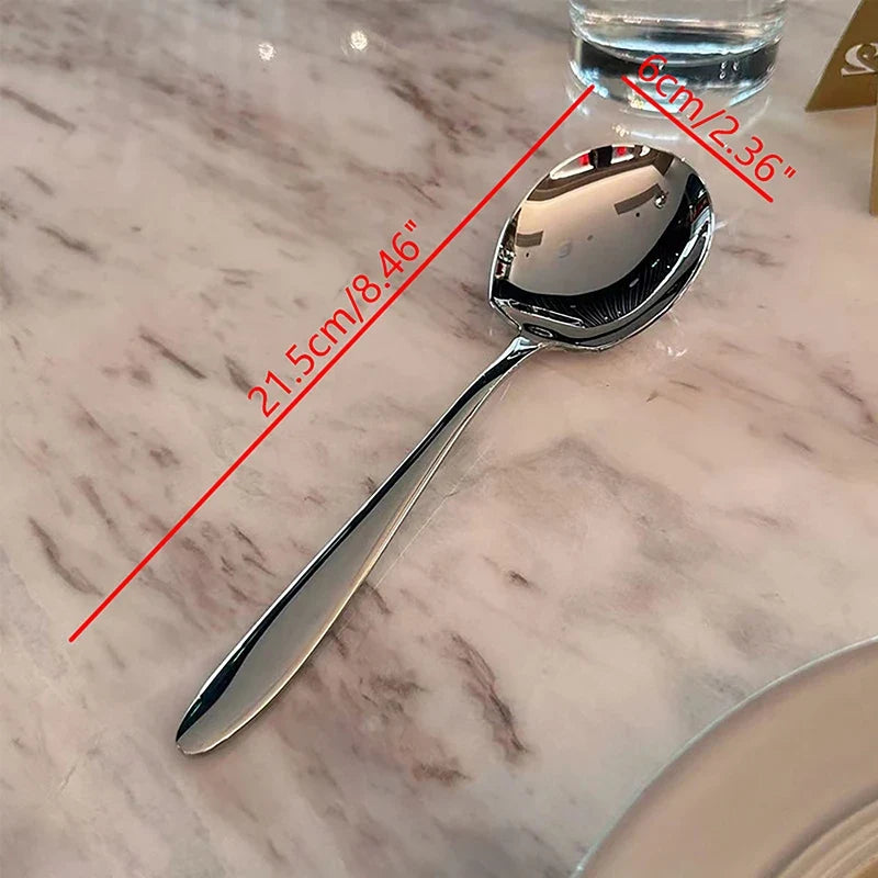 Stainless Steel Large Round Spoon – Gold Long Handle Kitchen Serving Spoon Qme 1PC