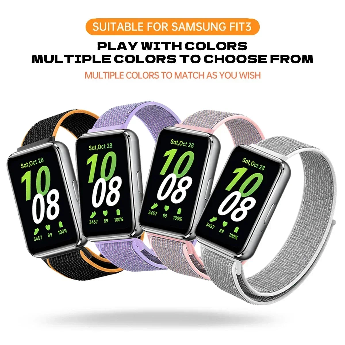 Nylon Loop Strap for Samsung Galaxy Fit 3 | Adjustable Band Smartwatch Band Qme
