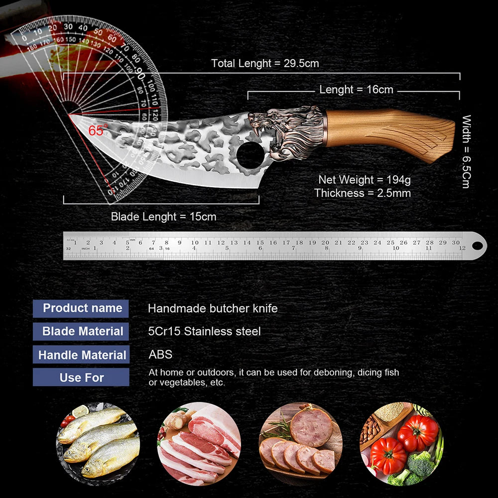 XITUO Handmade Forged Butcher Cleaver – Anti-Stick Carbon Steel Butcher Cleaver Knife Qst