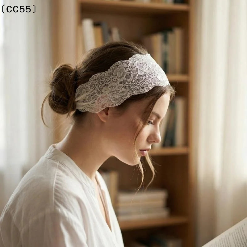 Lace Floral Wide Headband – Soft Elastic Hair Wrap for Women Lace Hair Headband Qst