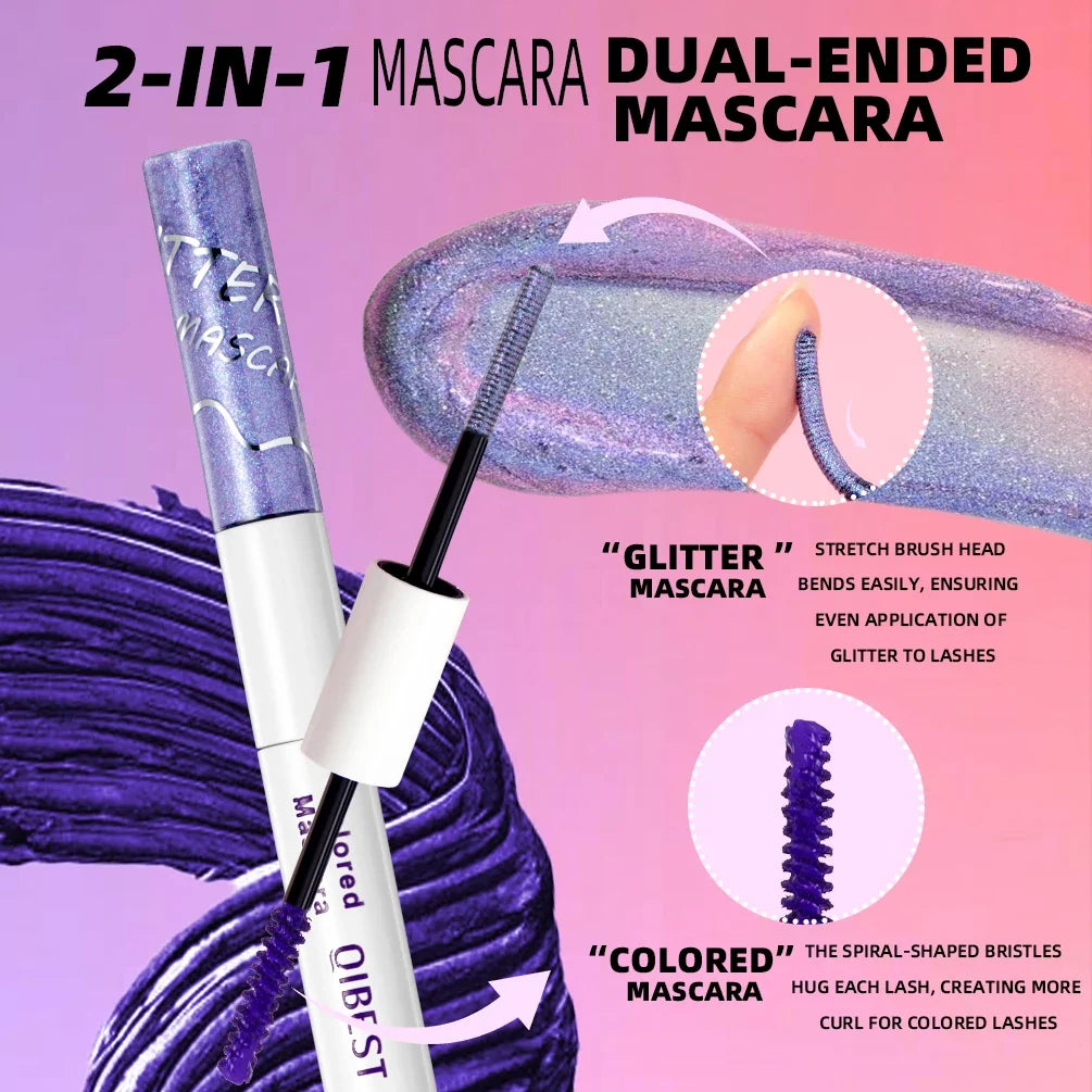 QIBEST Double Ended Diamond Glitter Mascara – 6 Colors Glitter Mascara Qme