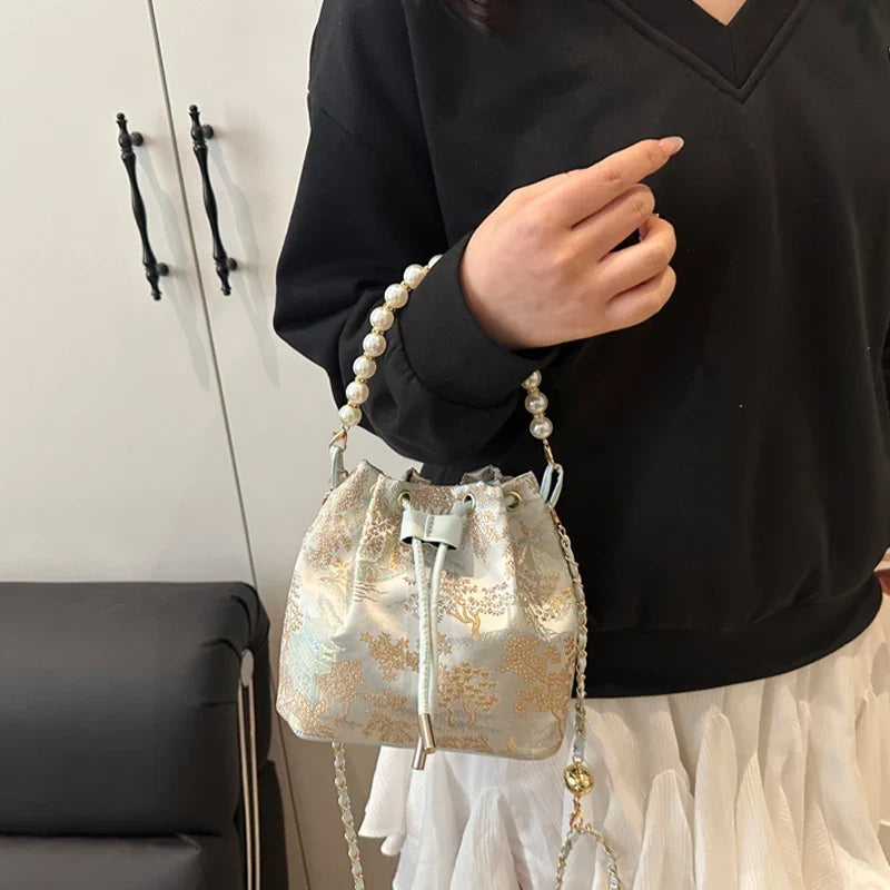 Chinese Embroidery Ladies Shoulder Bag | Fabric Handbag Embroidery Shoulder Bag Qme