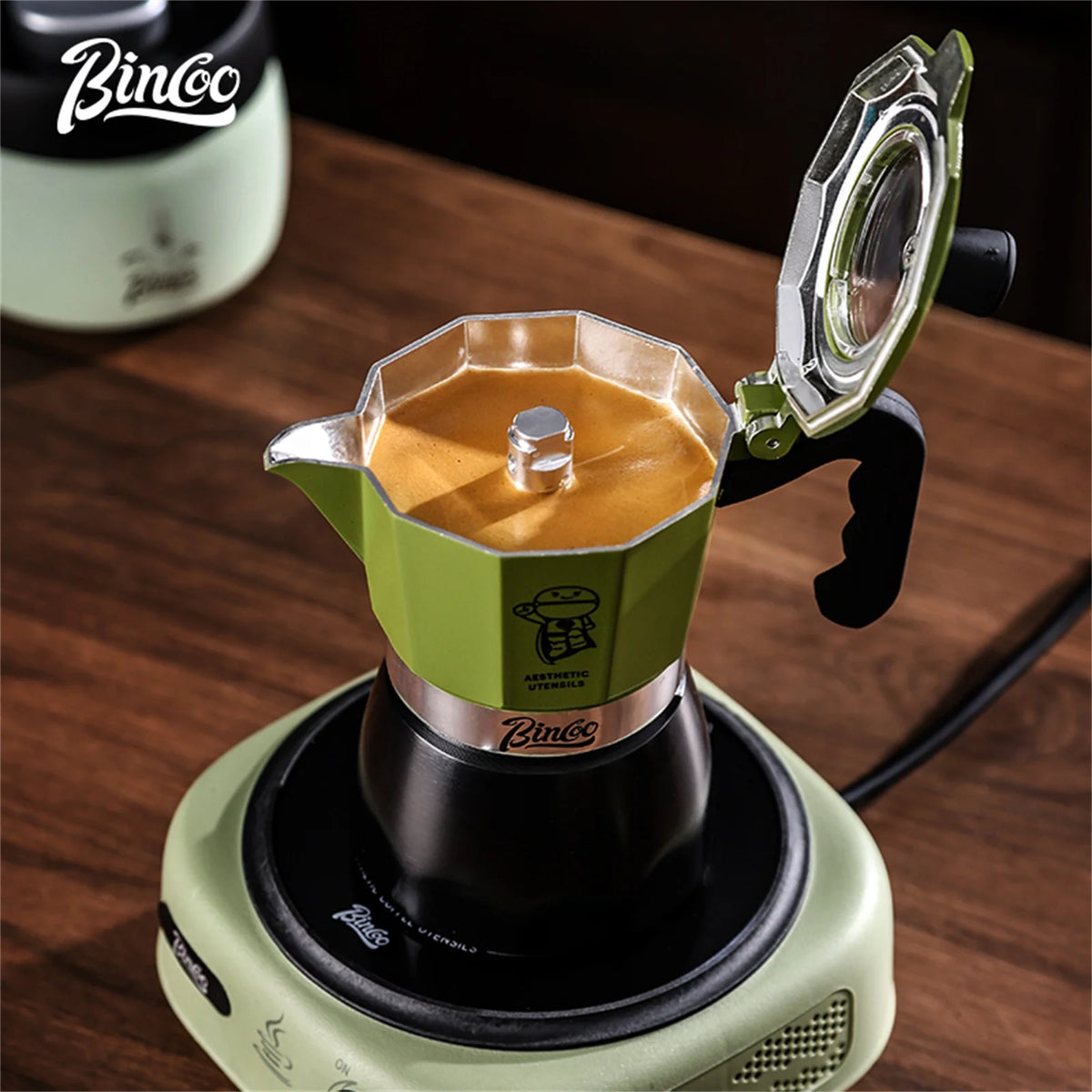 Bincoo Dual Valve Moka Pot – Stovetop Espresso Coffee Maker Stovetop Espresso Maker Qst