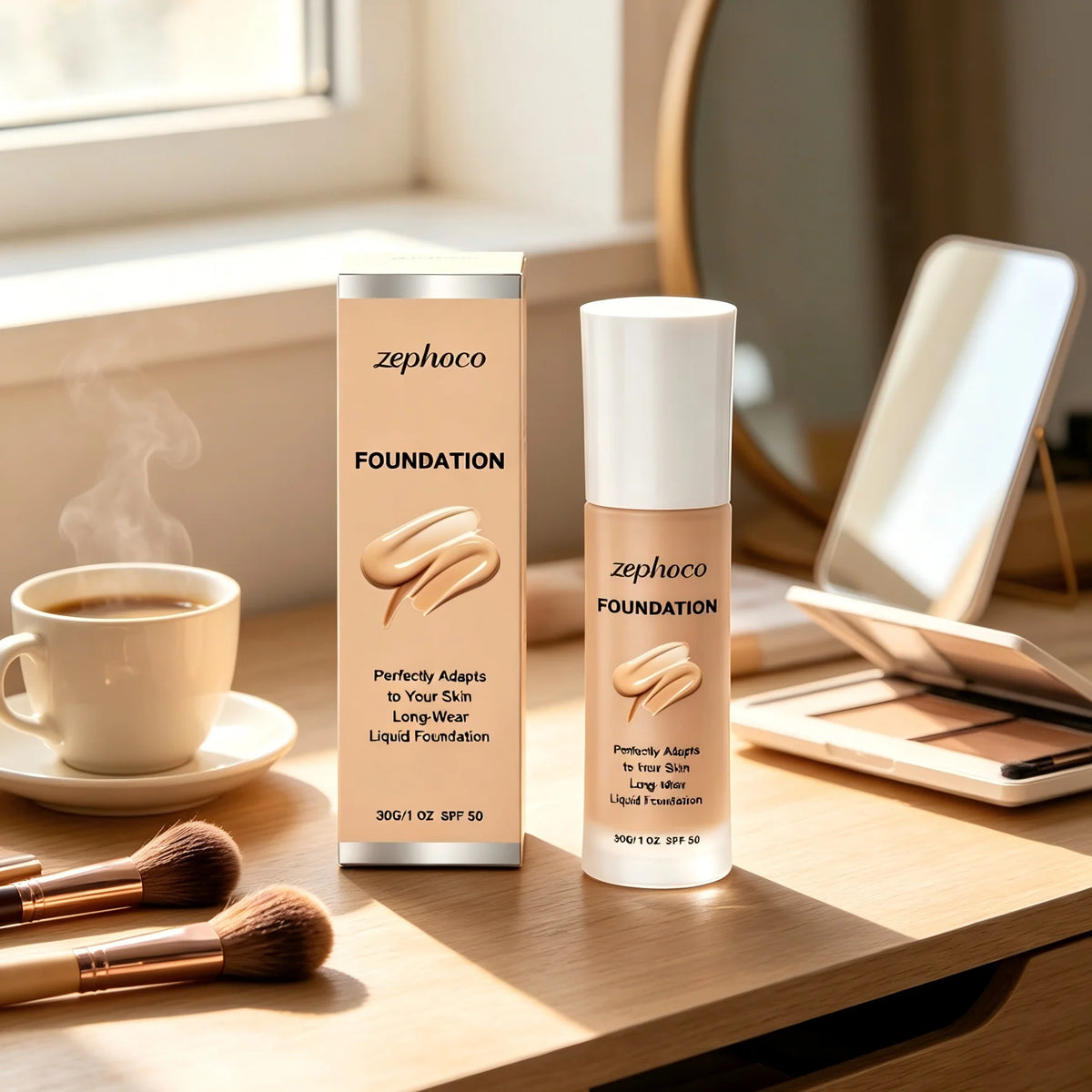Zephoco Full Coverage Liquid Foundation – Matte & Waterproof Liquid Foundation Qst
