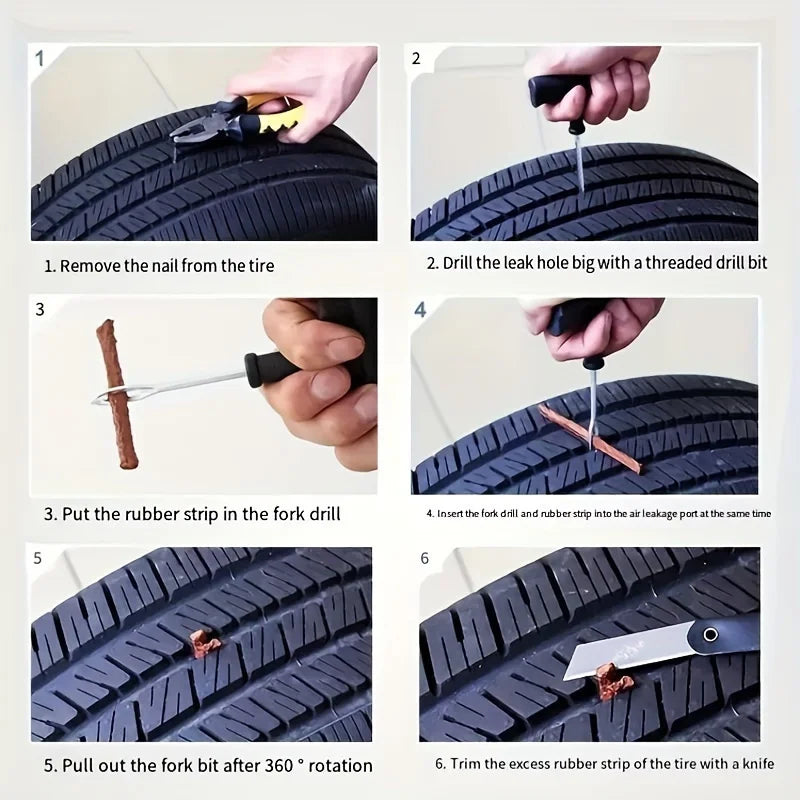 Car & Motorcycle Tire Repair Tool Kit – Emergency Ready Tire Repair Tool Qme