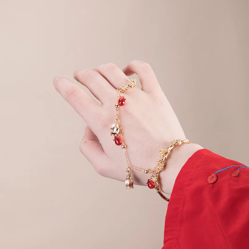 Retro Butterfly Bell Water Drop Bangle Bracelet – 4 Colors Charm Bangle Bracelet Qme