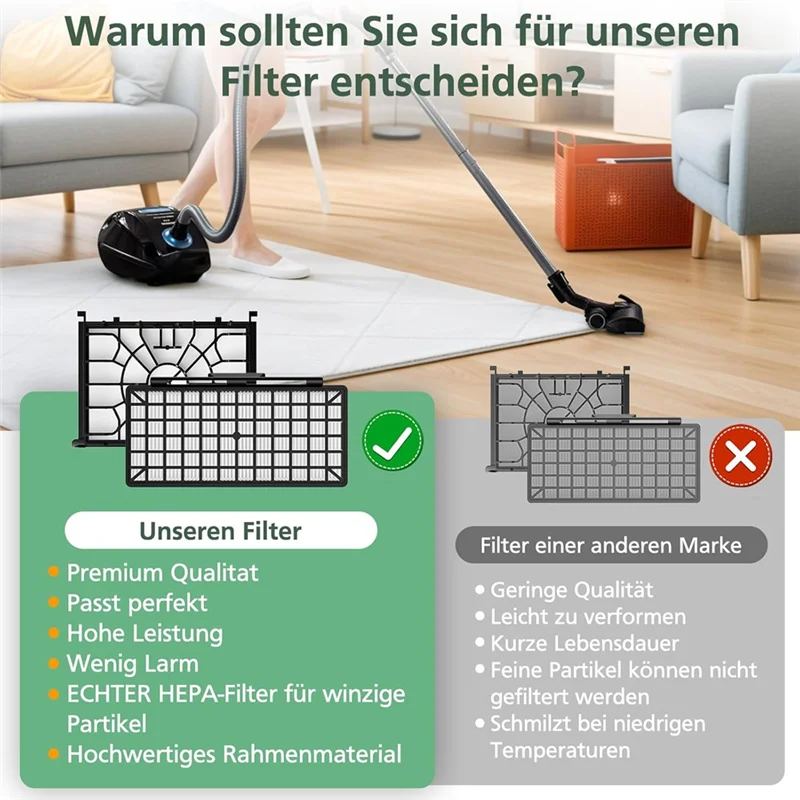 Siemens Vacuum HEPA & Motor Filter Set – VZ154HFB VSQ5X12M1 Vacuum Filter Kit Qst