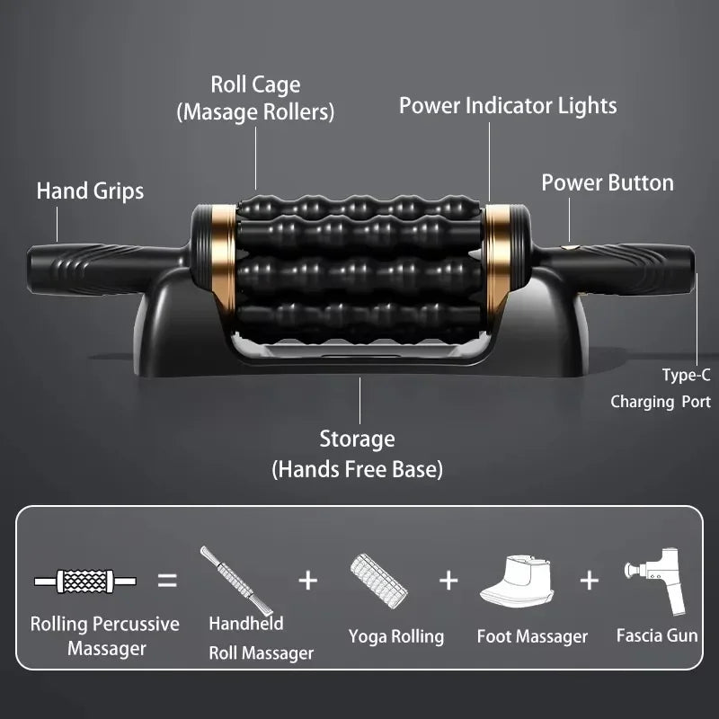Vilnason Rolling Percussive Massager – 5-Speed Handheld Handheld Massager Qst