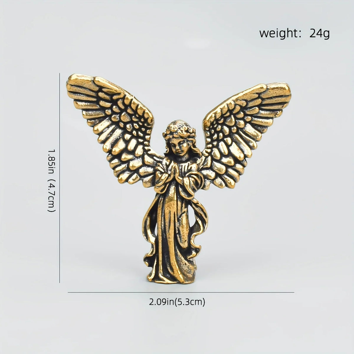 Brass Angel Cupid Ornament – Guardian Wings Desktop Decor Decorative Figurine Qme