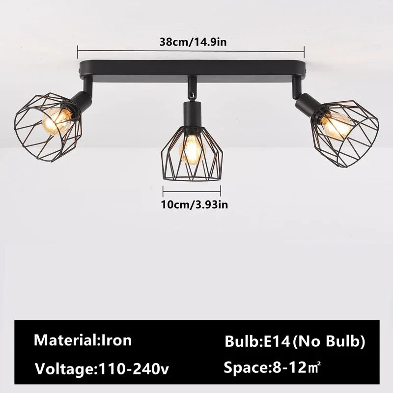 Modern Black Ceiling Lamp – American Industrial Style Ceiling Light Fixture Qme 3 lights