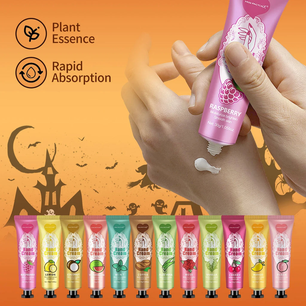 12-Pack Halloween Gift Sets – Lip Balm & Hand Cream Skull Bag Holiday Gift Set Qme
