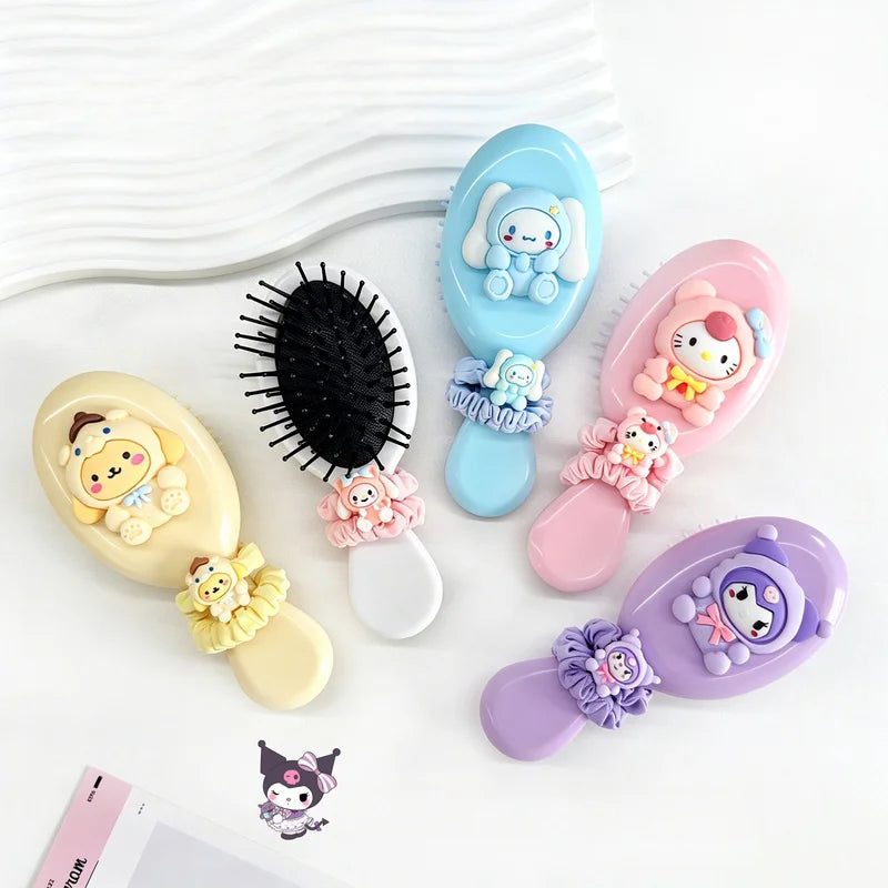Hello Kitty Kuromi Air Cushion Comb & Hair Tie – Portable Air Cushion Comb Qme