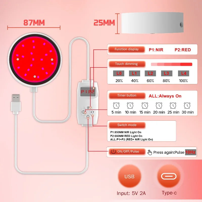 660nm 850nm 10W Red Light Therapy Lamp – Skin & Body Wellness Red Light Therapy Lamp Qst