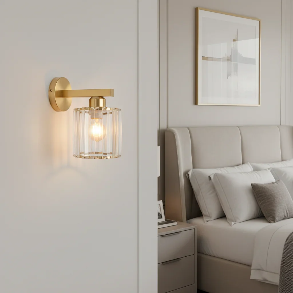 Modern Crystal LED Wall Lamp – Bedroom, Study & Hotel Décor Crystal Wall Sconce Qme