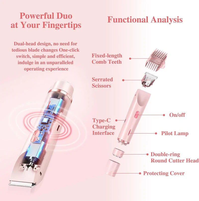 Windaily 2-in-1 Electric Shaver & Trimmer for Women – IPX7 Electric Women's Shaver Qst