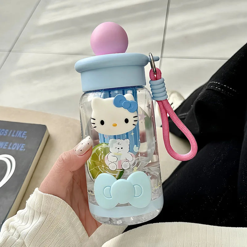 Hello Kitty Large-Capacity Plastic Straw Cup – Portable Girls Plastic Straw Cup Qme