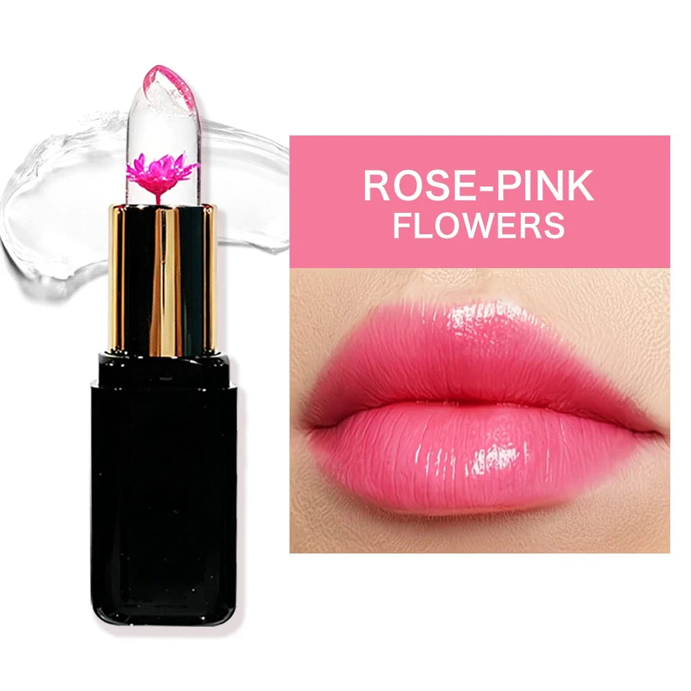 HISYI Flower Jelly Lipstick – Color-Changing Lip Balm Color-Changing Lip Balm Qme 01 rose red