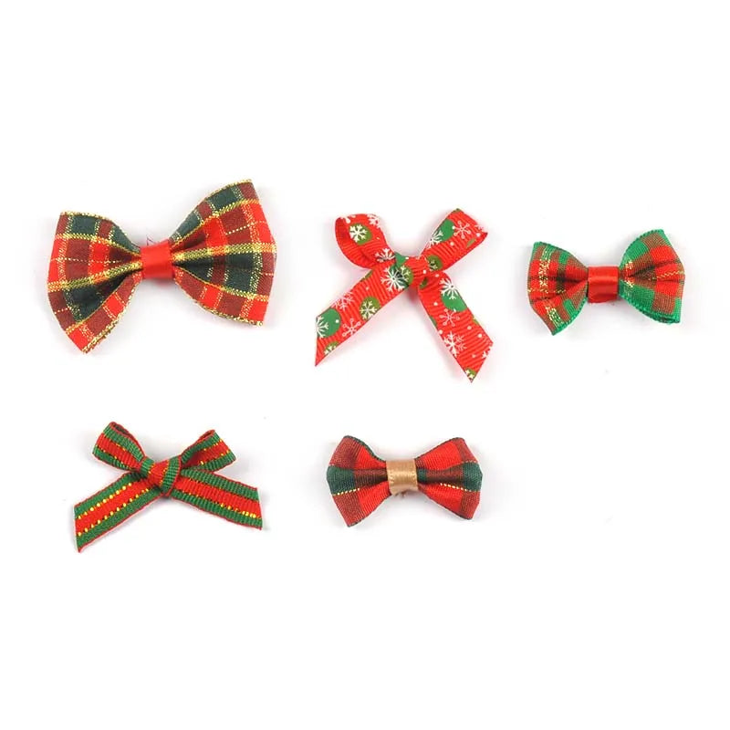 Mixed Christmas Bows Handmade Bowknot Ribbons – 30pcs Craft Decor Christmas Craft Bows Qme