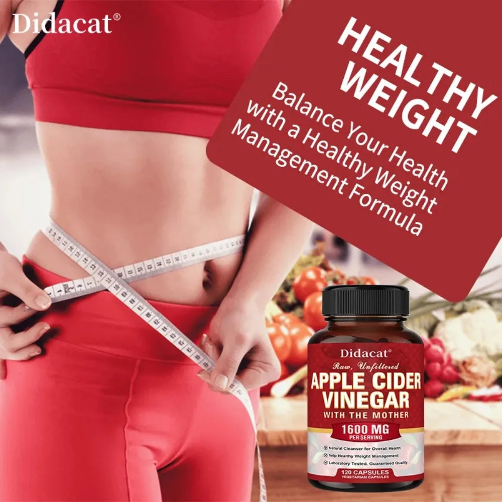 Apple Cider Vinegar Capsules 1600mg – Digestive Support Dietary Supplement Qst