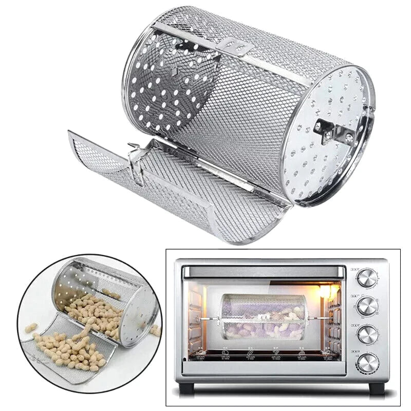 Stainless Steel Rotisserie Drum Basket – Air Fryer & Oven Rotisserie Drum Basket Qst