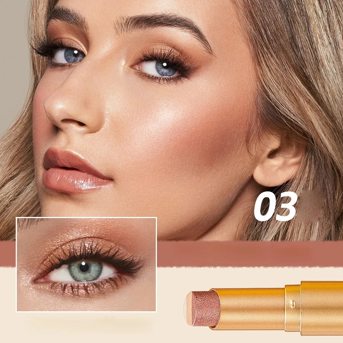 Qme 3-Color Eyeshadow Stick – Waterproof & Easy Apply Eyeshadow Stick Qme 03