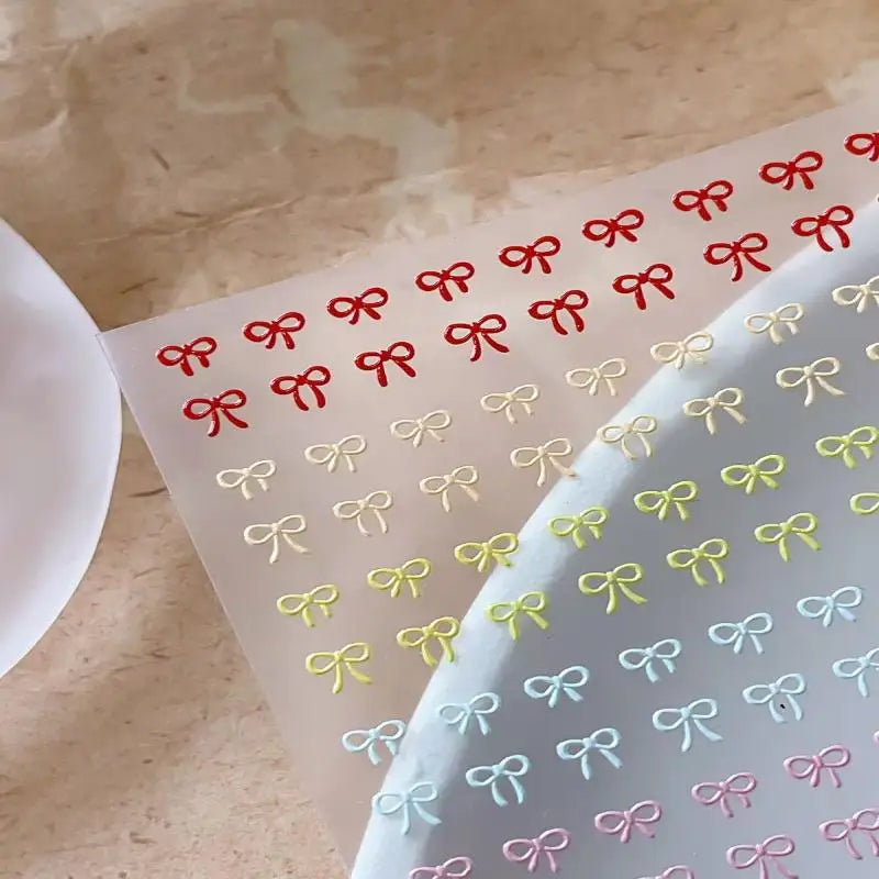 Cute Bow Nail Art Stickers – Mixed Color Bowknot Decals Sheet Nail Art Stickers Qst