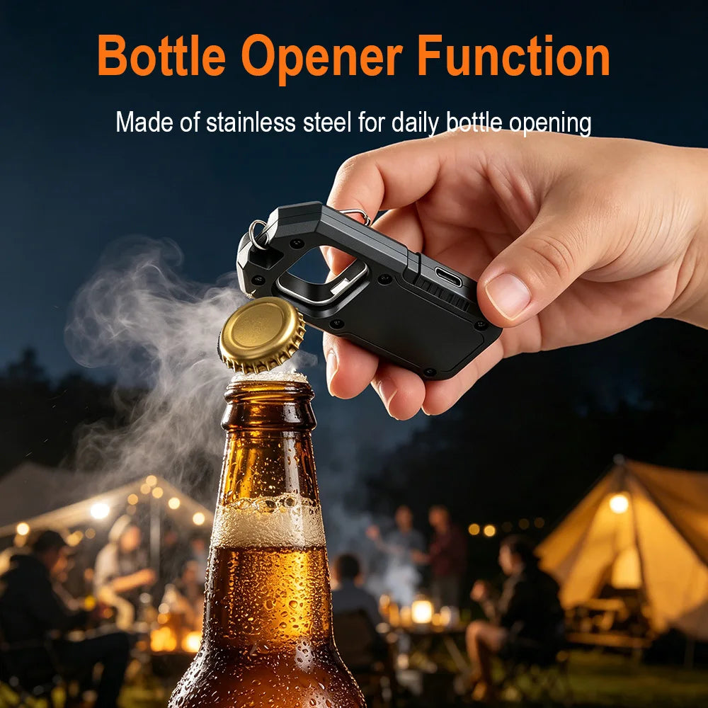 BORUiT Mini LED Keychain Flashlight, Bottle Opener, Type-C LED Keychain Flashlight Qst