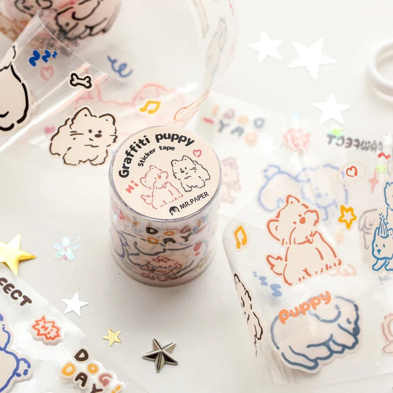 Cute Pets Washi Tape 2m Roll – PET Masking Tape for Crafts Decorative Washi Tape Qme