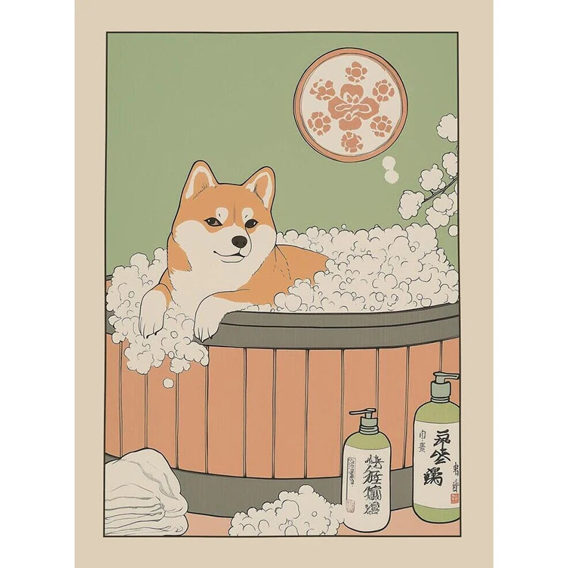 Japanese Bathroom Cute Animals Canvas Wall Art Poster Unframed Canvas Wall Art Qst ZWD31091 20x30cm Unframed