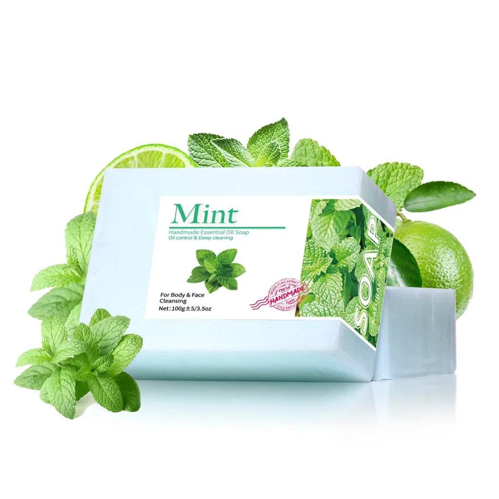 Handmade Organic Peppermint Essential Oil Bar Soap | Natural Artisan Bar Soap Qme