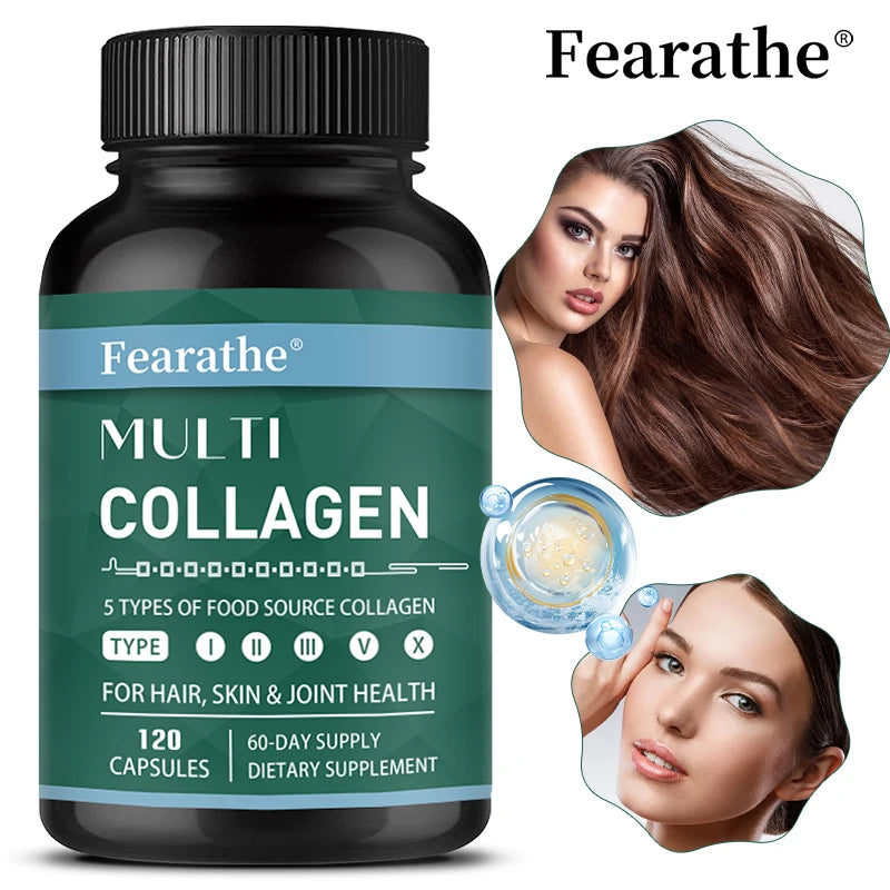 VITALXTRA Multi Collagen Capsules – 5 Types I II III V X Collagen Supplement Qst
