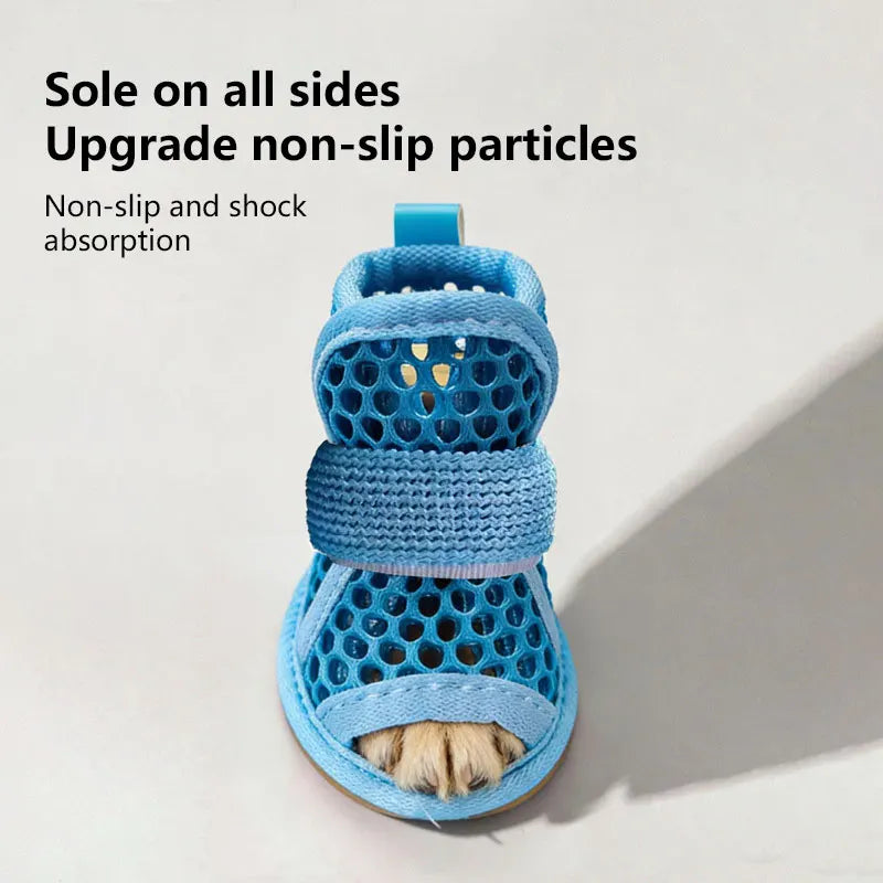 Mesh Dog & Cat Shoes – Non-Slip Soft Sole Summer Sandals 4-Pack Pet Shoes & Sandals Qst