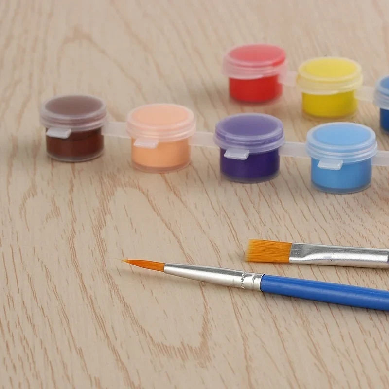 12-Color Acrylic Paint Set with Brushes – DIY Gypsum Doll Kit Acrylic Paint Set Qme