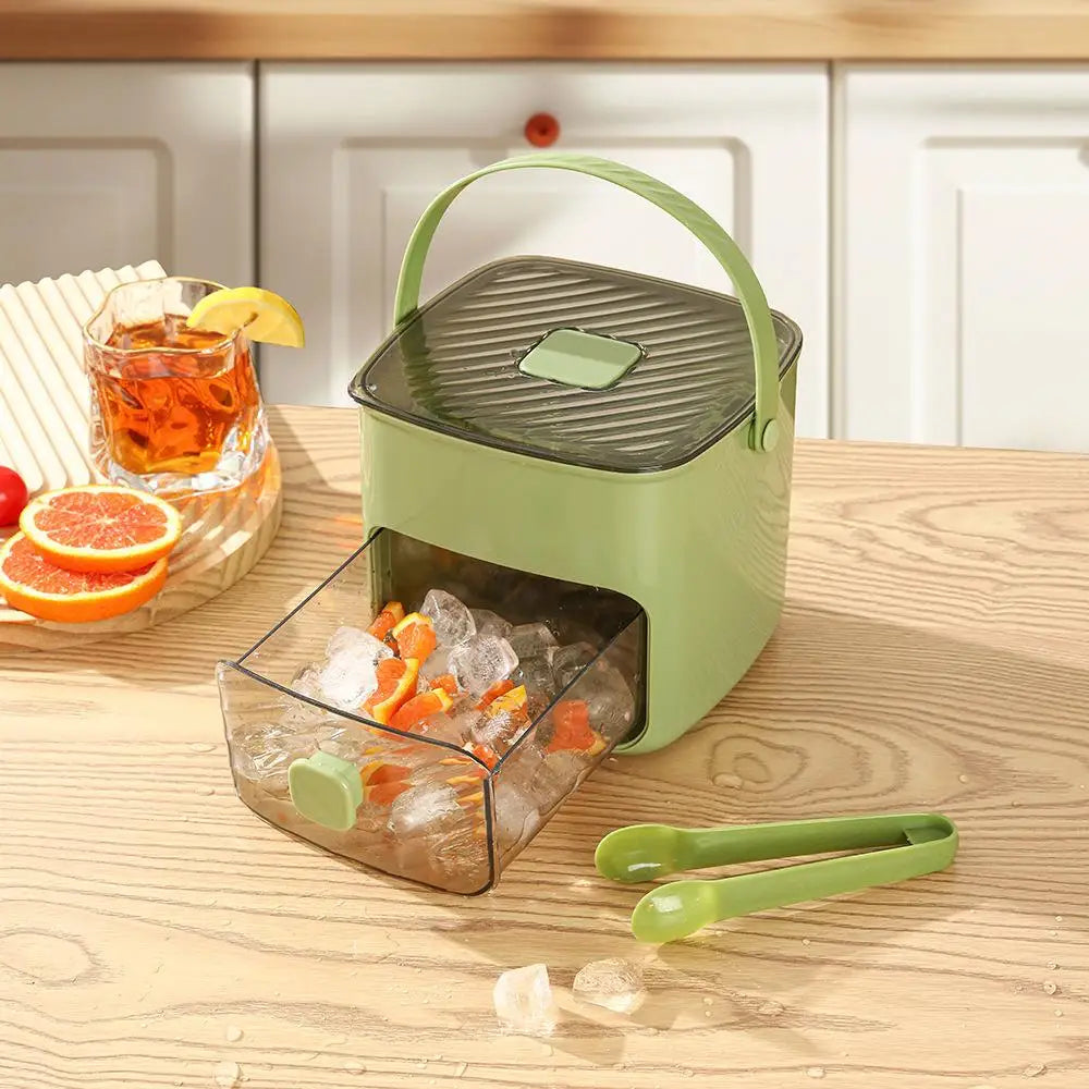 Ice Cube Tray with Lid, Bin & Tongs – 48-Cube Easy Release Ice Cube Tray Set Qme A