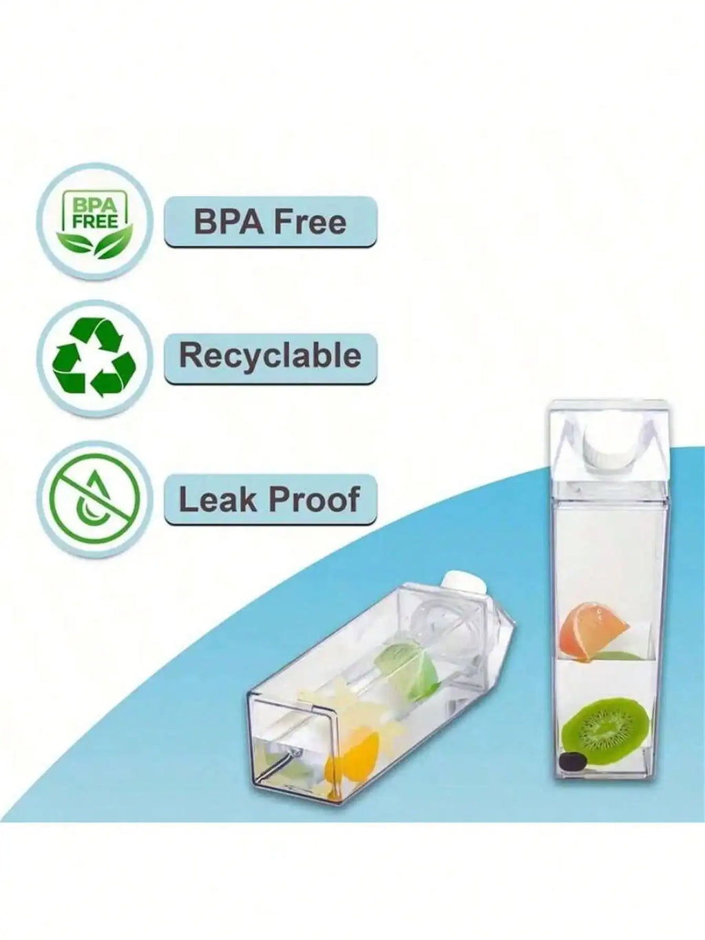 Milk Box Shaped Water Bottle | Large Capacity Transparent Novelty Water Bottle Qme