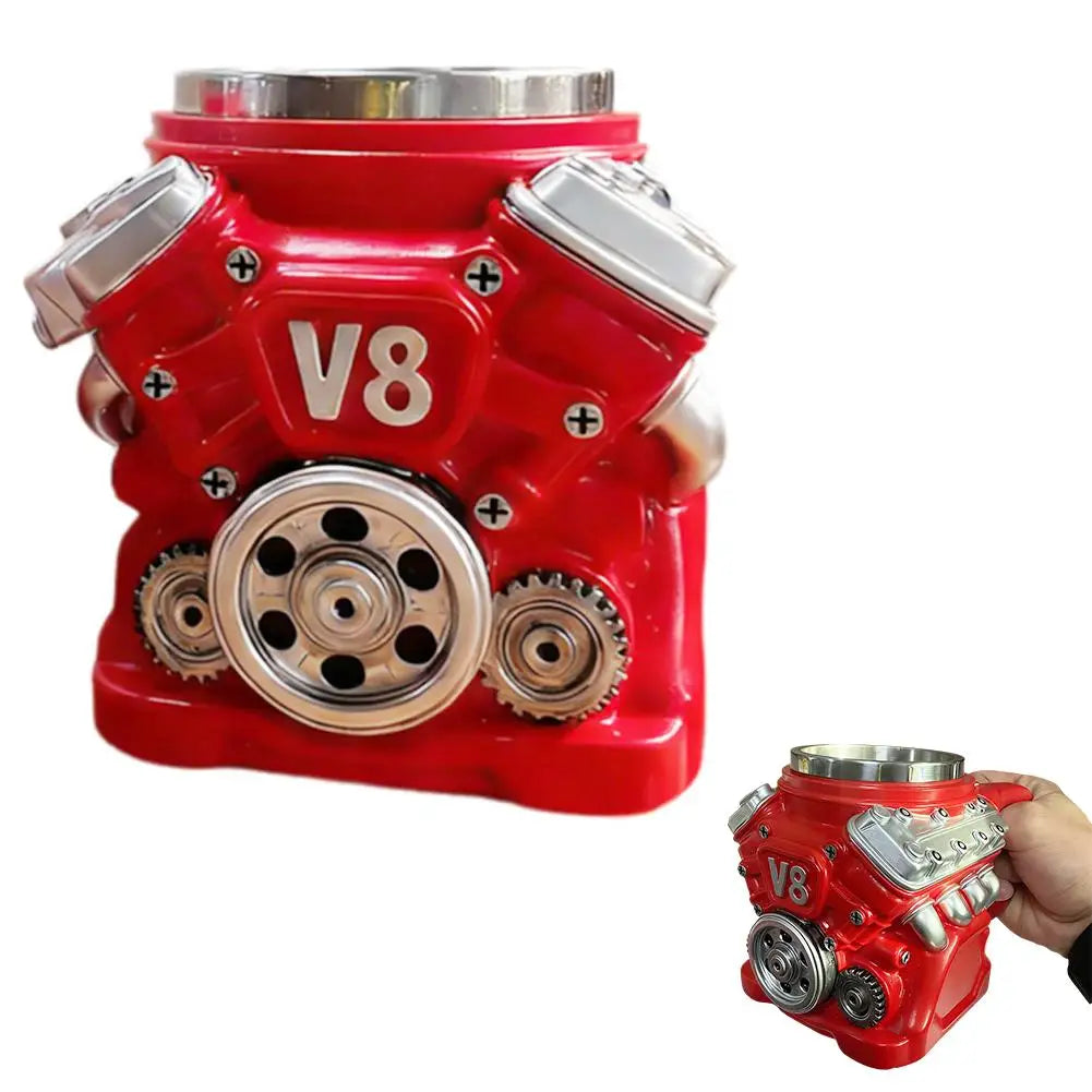Handmade V12 Engine Stainless Steel Coffee Mug | Car Enthusiast Gift Novelty Coffee Mug Qme C 301-400ml