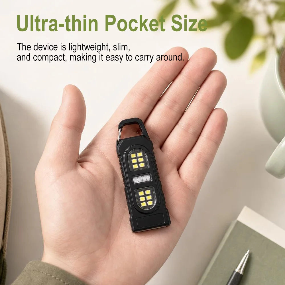 BORUiT 2-Pack Mini LED Keychain Flashlight USB-C Rechargeable LED Keychain Flashlight Qst