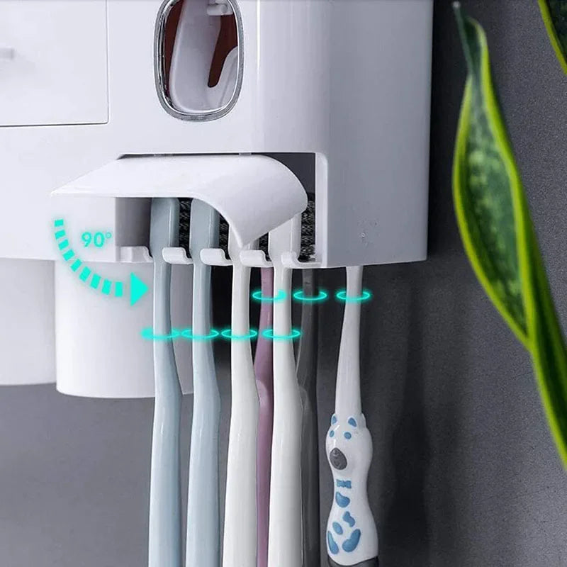 Magnetic Wall Toothbrush Holder with Toothpaste Dispenser Toothbrush Holder Set Qme