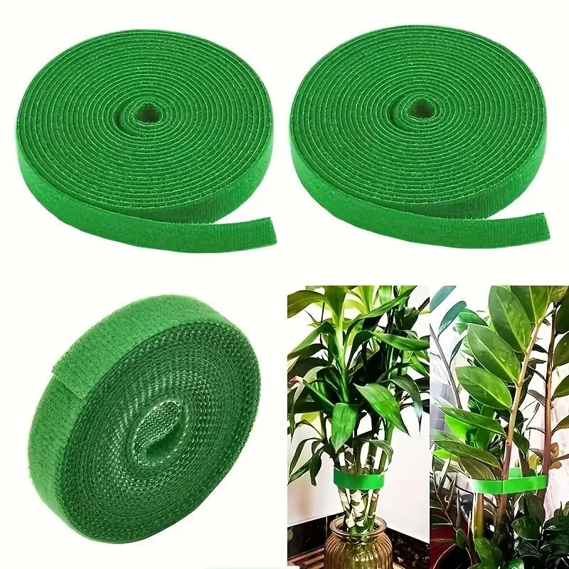 3 Rolls Green Garden Twine Plant Ties Nylon Hook & Loop Garden Plant Ties Qme
