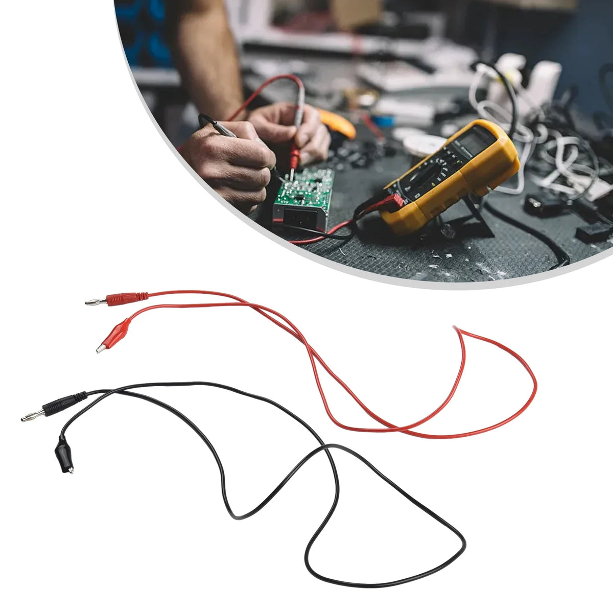 Multimeter Test Leads Banana Plug & Crocodile Clamps | Red & Black Multimeter Test Leads Qme